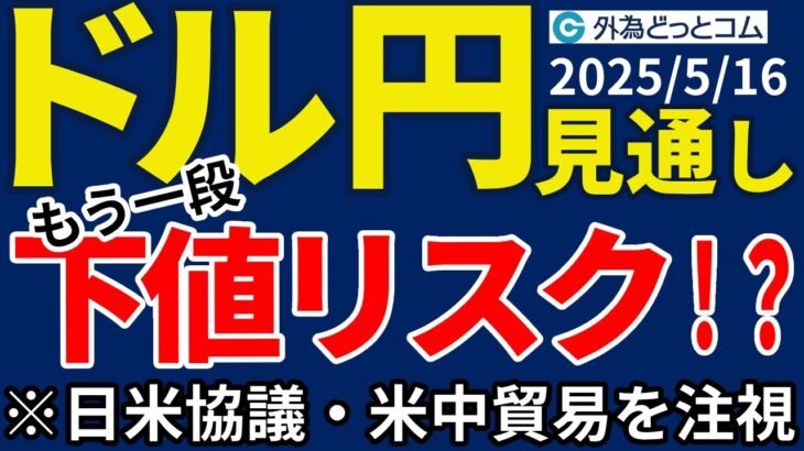 ドル円、円安是正を警戒し下値を探る！？引き続き米中貿易の動向にも注目（今夜から来週のFX予想）2025/5/16 #外為ドキッ