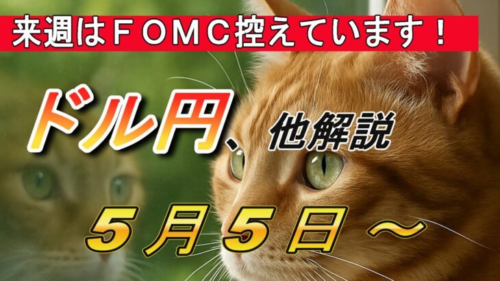 【TAKA FX】来週はFOMC控えています！　ドル円他各通貨の環境認識解説。5月5日(月)～